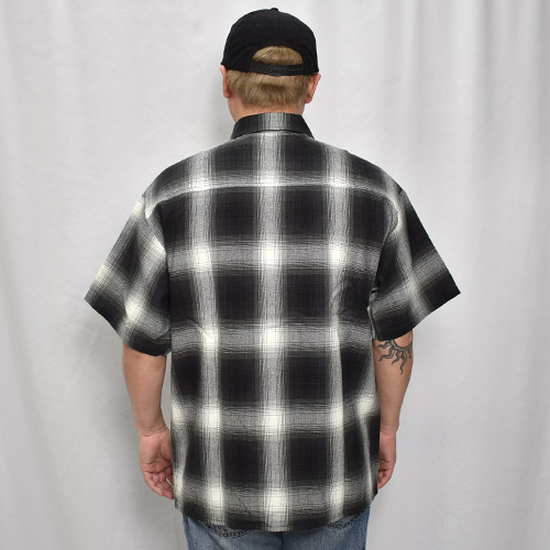 Cal Top��US/Customized Ombre Check S/S Shirt�ʥ����ȥåסߥ��� ����֥�����å�����ġ˥֥�å��ߥۥ磻�� [a-7899]