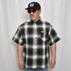 Cal Top��US/Customized Ombre Check S/S Shirt�ʥ����ȥåסߥ��� ����֥�����å�����ġ˥֥�å��ߥۥ磻�� [a-7899]