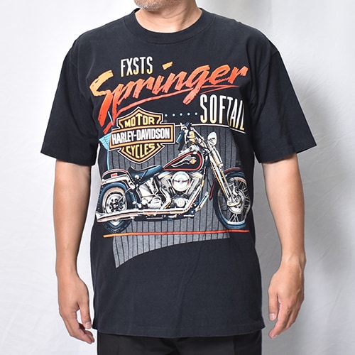 ��Vintage/Old Harley Davidson Dealer & Rally T-Shirt(�ϡ��졼���ӥåɥ��� T�����)�֥�å�/������XL [y-1412]