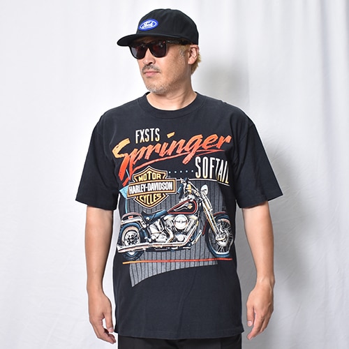 ��Vintage/Old Harley Davidson Dealer & Rally T-Shirt(�ϡ��졼���ӥåɥ��� T�����)�֥�å�/������XL [y-1412]