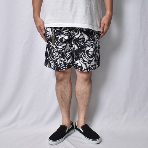 Grim Reaper All-Over Printed Easy Short Pants�ʥ�����åѡ������������硼�ġ˥֥�å��ߥۥ磻�� [a-8613]