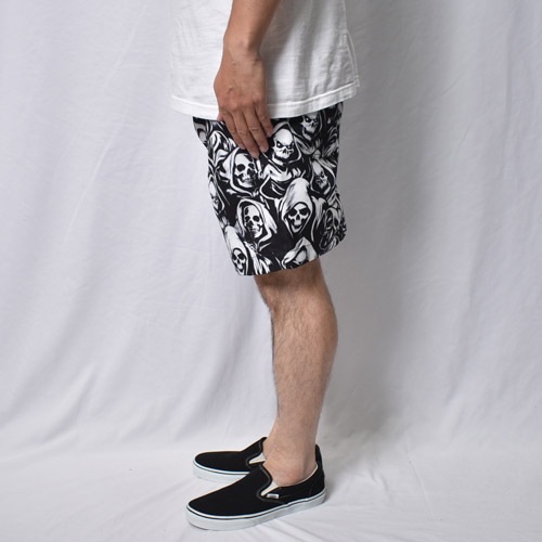 Grim Reaper All-Over Printed Easy Short Pants�ʥ�����åѡ������������硼�ġ˥֥�å��ߥۥ磻�� [a-8613]