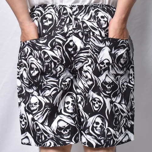 Grim Reaper All-Over Printed Easy Short Pants�ʥ�����åѡ������������硼�ġ˥֥�å��ߥۥ磻�� [a-8613]