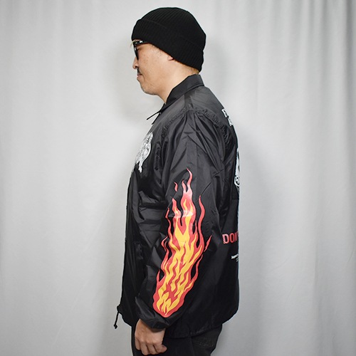Suntee��Us/Don't Fuck with My Chopper Sherpa Lined Nylon Coach Jacket�ʥ���ƥ��ߥ��� �ܥ����������㥱�åȡ˥֥�å��ߥ�������/��å� [a-8377]