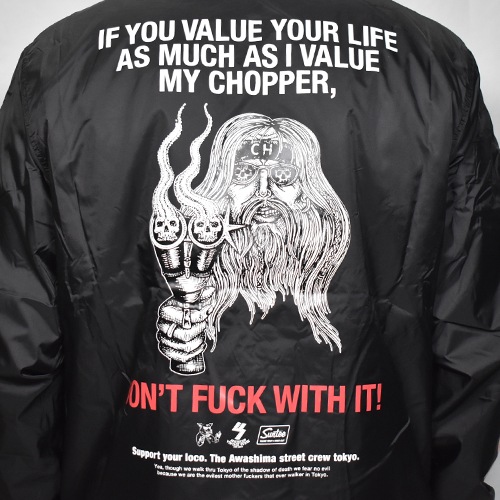 Suntee��Us/Don't Fuck with My Chopper Sherpa Lined Nylon Coach Jacket�ʥ���ƥ��ߥ��� �ܥ����������㥱�åȡ˥֥�å��ߥ�������/��å� [a-8377]