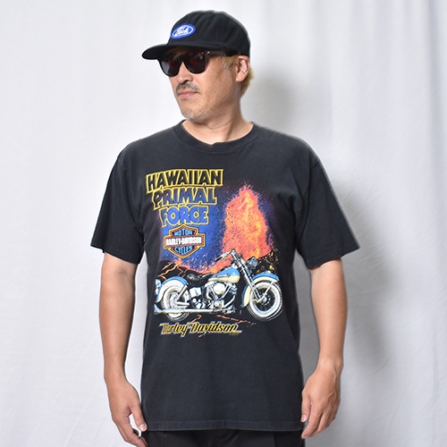 ��Vintage/Old Harley Davidson Dealer & Rally T-Shirt(�ϡ��졼���ӥåɥ��� T�����)�֥�å�/������XL���� [y-1413]