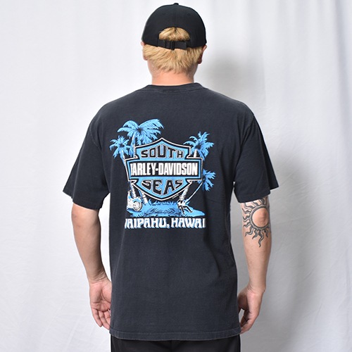 ��Vintage/Old Harley Davidson Dealer & Rally T-Shirt(�ϡ��졼���ӥåɥ��� T�����)�֥�å�/������XL���� [y-1413]