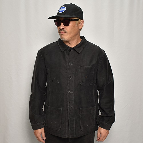 50's-60's Vintage French Black Moleskin Work Jacket(ե⡼륹 㥱å)֥å/56cm [y-0612]
