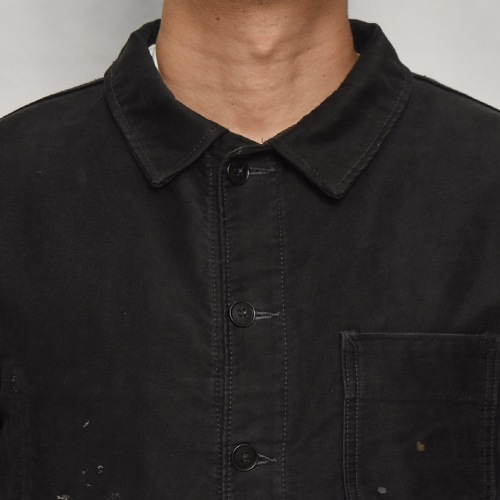 50's-60's Vintage French Black Moleskin Work Jacket(ե⡼륹 㥱å)֥å/56cm [y-0612]