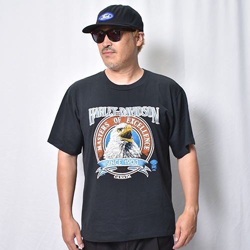 ��Vintage/Old Harley Davidson Dealer & Rally T-Shirt(�ϡ��졼���ӥåɥ��� T�����)�֥�å�/������L [y-1414]