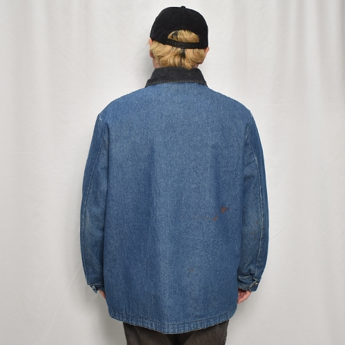 80s ビンテージ BIG BEN ブランケット付き カバーオール ジャケット 古着 80s USA製 BIG BEN ブランケット ライナー 濃紺 デニム