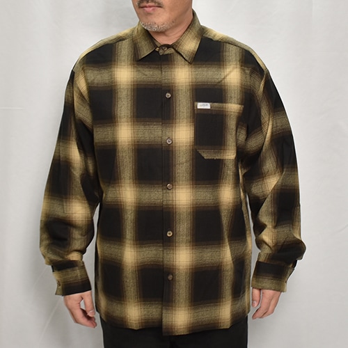 Cal Top��US/Customized Ombre Check L/S Shirt�ʥ����ȥåסߥ��� ����֥�����å�����ġ˥֥饦��ߥ����� [a-7821]