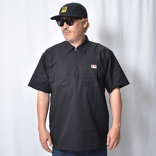 Ben Davis/1/2 Zip S/S Work Shirt�ʥ٥�ǥ��ӥ� �ϡ��ե��åץ���ġ˥֥�å� [a-8514]
