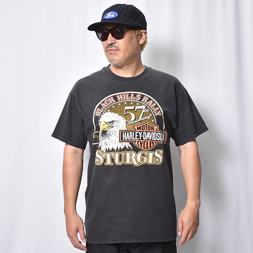 ��Vintage/Old Harley Davidson Dealer & Rally T-Shirt(�ϡ��졼���ӥåɥ��� T�����)�֥�å�/������L [y-1417]
