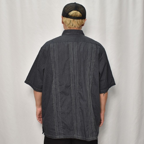 ��US Customized Over Dyed S/S Guayabera Shirt(�����С��������塼�Х����)�֥�å�/������2XL [y-0317]