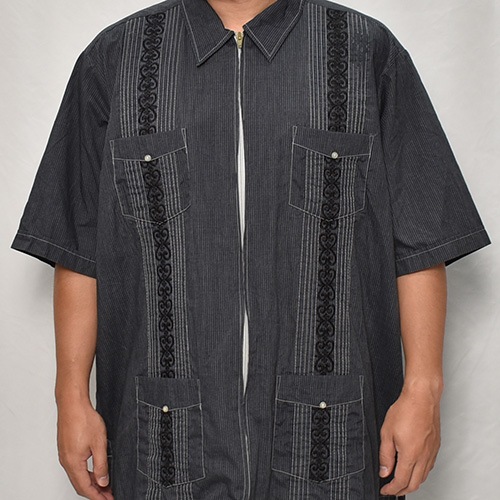 ��US Customized Over Dyed S/S Guayabera Shirt(�����С��������塼�Х����)�֥�å�/������2XL [y-0317]