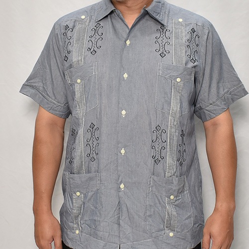 ��US Customized Over Dyed S/S Guayabera Shirt(�����С��������塼�Х����)�֥�å�/������40 [y-0318]