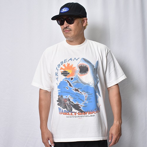 ��Vintage/Old Harley Davidson Dealer & Rally T-Shirt(�ϡ��졼���ӥåɥ��� T�����)�ۥ磻��/������XL [y-1420]