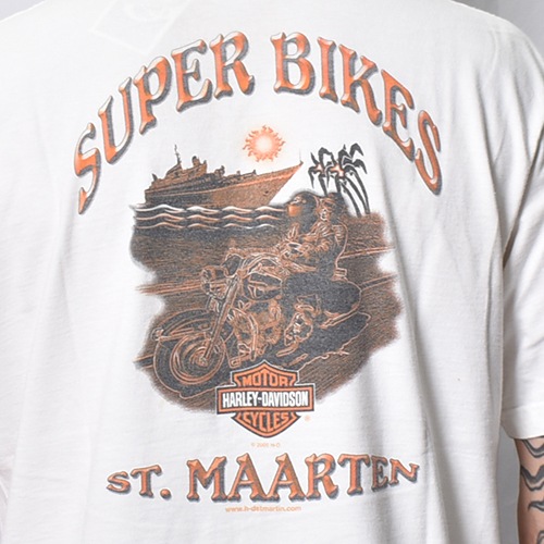 ��Vintage/Old Harley Davidson Dealer & Rally T-Shirt(�ϡ��졼���ӥåɥ��� T�����)�ۥ磻��/������XL [y-1420]