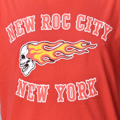 Hells Angels New Roc City/Flaming Skull S/S T-Shirt w/Back Print�ʥإ륺���󥸥��륹 T����ġ˥�å� [a-8577]