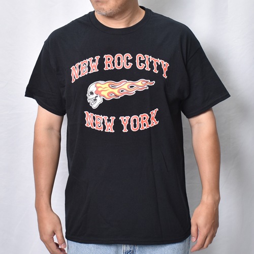 Hells Angels New Roc City/Flaming Skull S/S T-Shirt�ʥإ륺���󥸥��륹 T����ġ˥֥�å� [a-8578]