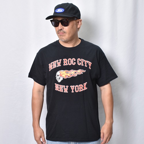 Hells Angels New Roc City/Flaming Skull S/S T-Shirt�ʥإ륺���󥸥��륹 T����ġ˥֥�å� [a-8578]