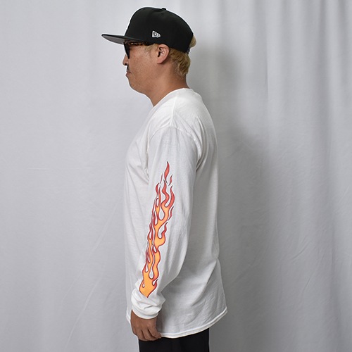 Flames Printed L/S T-Shirt�ʥե졼�ॹ T����ġ˥ۥ磻�ȡߥ�å� [a-8706]