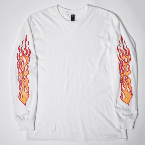 Flames Printed L/S T-Shirt�ʥե졼�ॹ T����ġ˥ۥ磻�ȡߥ�å� [a-8706]