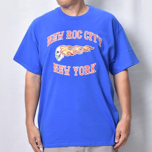 Hells Angels New Roc City/Flaming Skull S/S T-Shirt�ʥإ륺���󥸥��륹 T����ġ˥֥롼 [a-8579]