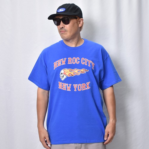 Hells Angels New Roc City/Flaming Skull S/S T-Shirt�ʥإ륺���󥸥��륹 T����ġ˥֥롼 [a-8579]
