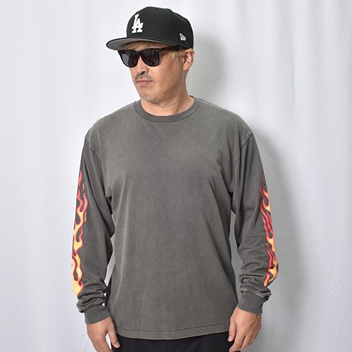 Flames Printed L/S T-Shirt�ʥե졼�ॹ T����ġ˥ե����ɥ֥�å��ߥ�å� [a-8707]