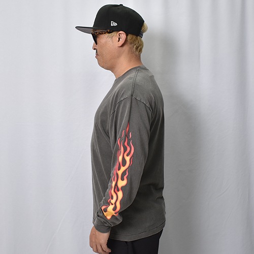 Flames Printed L/S T-Shirt�ʥե졼�ॹ T����ġ˥ե����ɥ֥�å��ߥ�å� [a-8707]