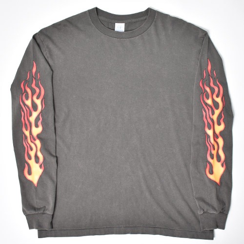 Flames Printed L/S T-Shirt�ʥե졼�ॹ T����ġ˥ե����ɥ֥�å��ߥ�å� [a-8707]