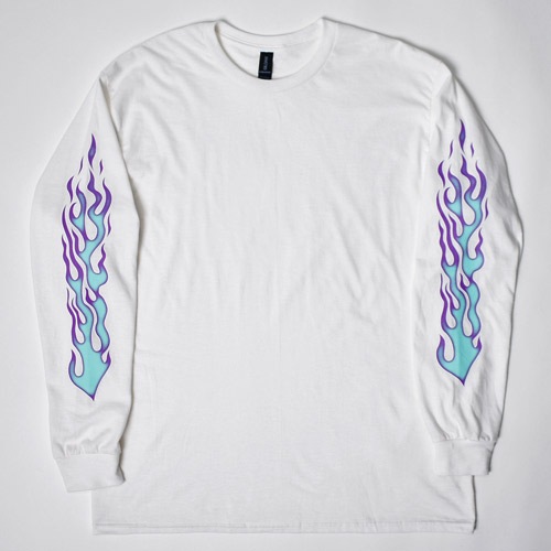Flames Printed L/S T-Shirt�ʥե졼�ॹ T����ġ˥ۥ磻�ȡߥ֥롼 [a-8708]