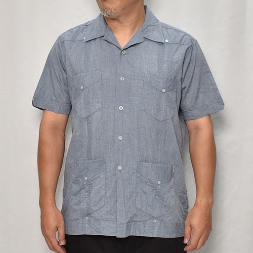 ��US Customized Over Dyed S/S Guayabera Shirt(�����С��������塼�Х����)�֥�å�/������L [y-0323]