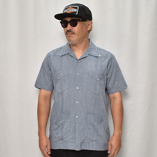 ��US Customized Over Dyed S/S Guayabera Shirt(�����С��������塼�Х����)�֥�å�/������L [y-0323]