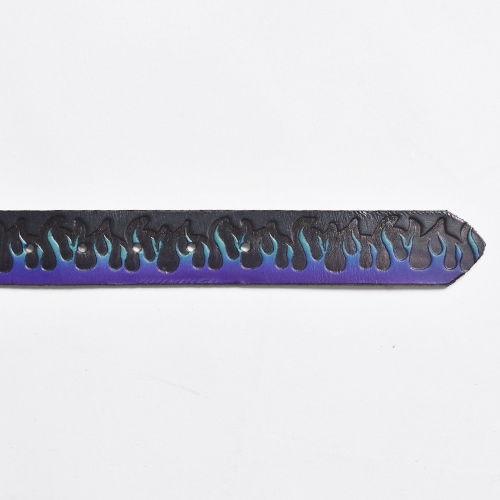 Brackney Leather Works��US/Embossed Rising Flame Leather Belt�ʥ֥�å��ˡ��쥶��������ߥ��� �쥶���٥�ȡ˥֥롼�ե졼�ॹ [a-8499]