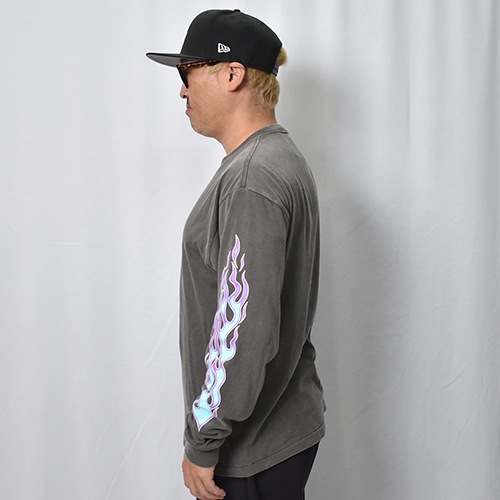 Flames Printed L/S T-Shirt�ʥե졼�ॹ T����ġ˥ե����ɥ֥�å��ߥ֥롼 [a-8709]