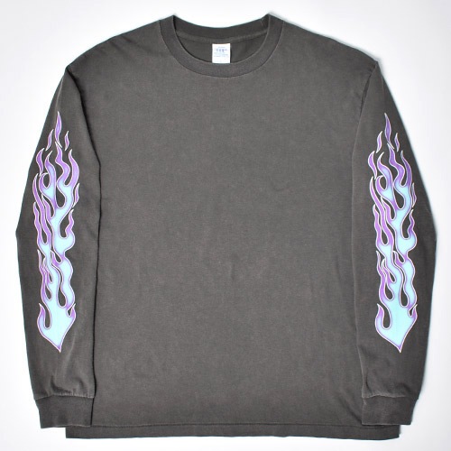 Flames Printed L/S T-Shirt�ʥե졼�ॹ T����ġ˥ե����ɥ֥�å��ߥ֥롼 [a-8709]