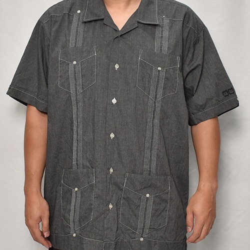 ��US Customized Over Dyed S/S Guayabera Shirt(�����С��������塼�Х����)�֥�å�/������2XL [y-0325]