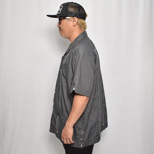��US Customized Over Dyed S/S Guayabera Shirt(�����С��������塼�Х����)�֥�å�/������2XL [y-0325]