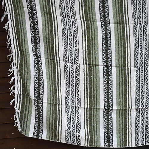 Mexican Rag Blanket（メキシカンラグブランケット）オリーブ×ブラック