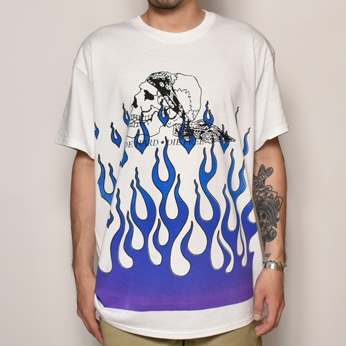 Flames & Skull T-Shirt�ʥե졼�ॹ�������� T����ġ˥ۥ磻�ȡߥѡ��ץ�/�֥롼 [a-3821]