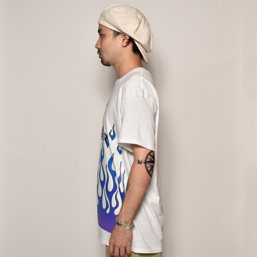 Flames & Skull T-Shirt�ʥե졼�ॹ�������� T����ġ˥ۥ磻�ȡߥѡ��ץ�/�֥롼 [a-3821]