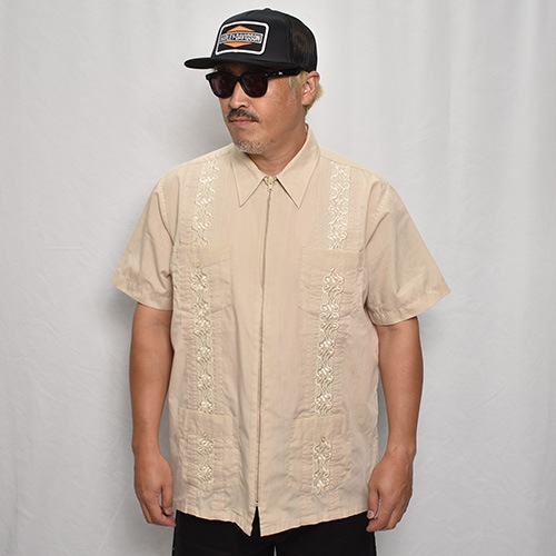 ��Old S/S Guayabera Shirt(S/S���塼�Х����)�١�����/������L [y-0326]