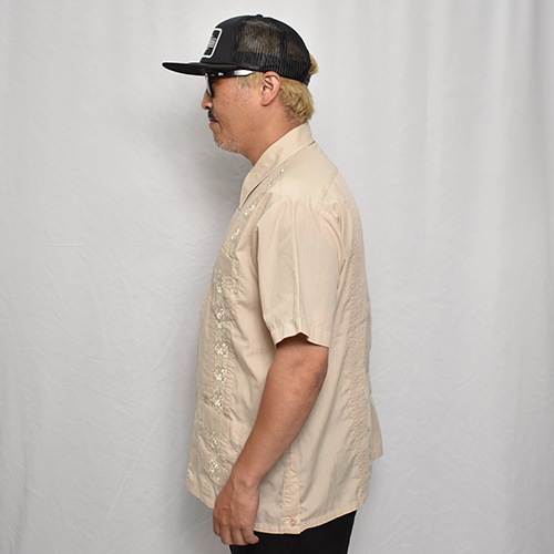 ��Old S/S Guayabera Shirt(S/S���塼�Х����)�١�����/������L [y-0326]