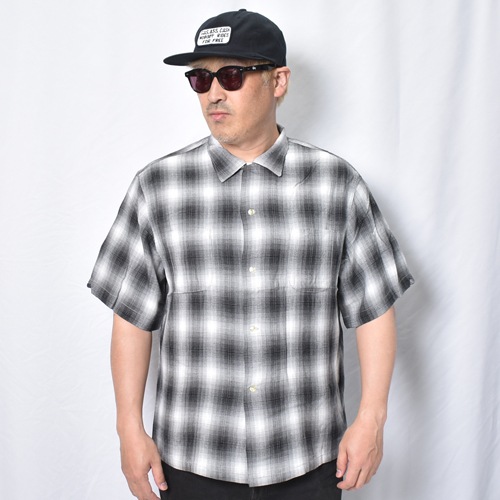 Towncraft/Ombre Checked S/S Rayon Shirt�ʥ����󥯥�ե� ����֥�����å�����ġ˥֥�å��ߥۥ磻�� [a-8487]
