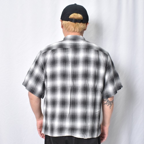 Towncraft/Ombre Checked S/S Rayon Shirt�ʥ����󥯥�ե� ����֥�����å�����ġ˥֥�å��ߥۥ磻�� [a-8487]