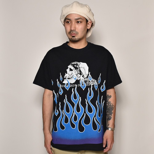 Flames & Skull T-Shirt�ʥե졼�ॹ�������� T����ġ˥֥�å��ߥѡ��ץ�/�֥롼 [a-3823]