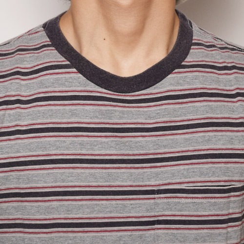 Brixton/Hilt Border Pocket T-Shirt�ʥ֥ꥯ���ȥ� �ݥ��å�T����ġ˥��졼�ߥ֥�å� [a-1641]